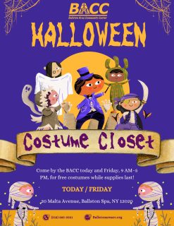 Need a Halloween costume? No problem! 

Come check out the BACC Costume Closet today! We’ve got new and gently used costumes available for FREE!

Open today & Friday | 9:00AM–5:00PM
Ballston Area Community Center, 20 Malta Ave, Ballston Spa, NY 12020

For any questions or concerns, call (518) 885-3261 or email Brian@Ballstonareacc.org