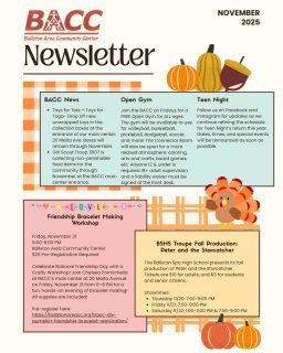 The BACC November Newsletter is live, and it’s packed with can’t-miss local happenings for all ages. From festive outings to creative workshops, there’s something for everyone!

If you know of an upcoming local event to feature in a future newsletter, please email carol@ballstonareacc.org.